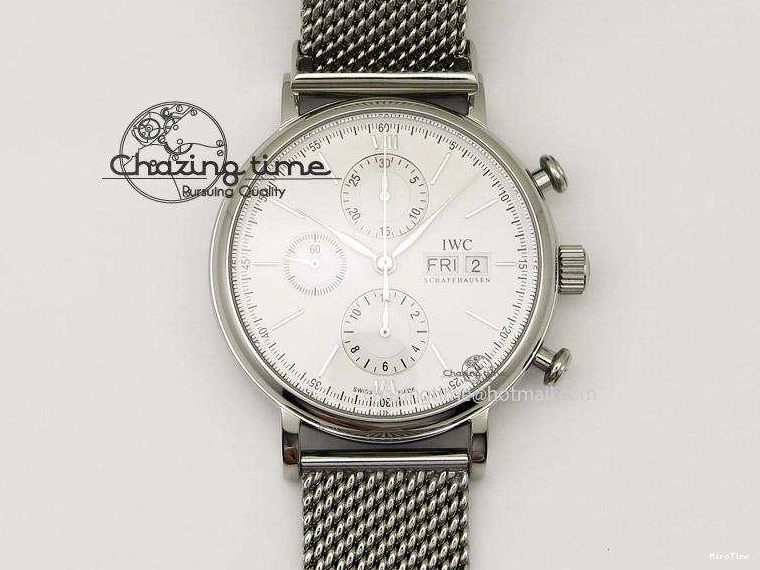 MIROTIME 0816 Portofino Chrono SS White Dial on SS Mesh Bracelet A Soft 7388